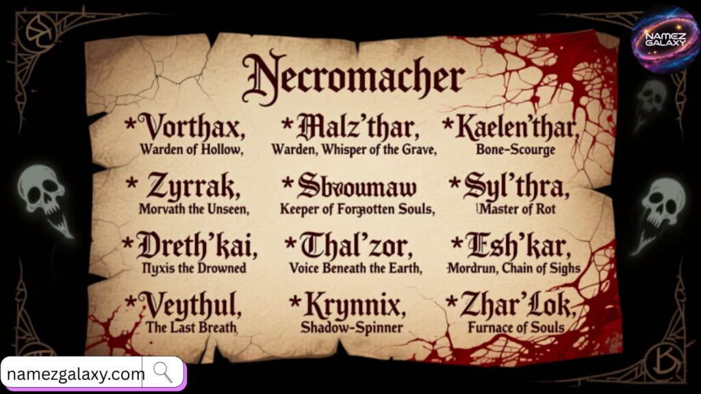 Evil and Shadowy Necromancer Name Suggestions