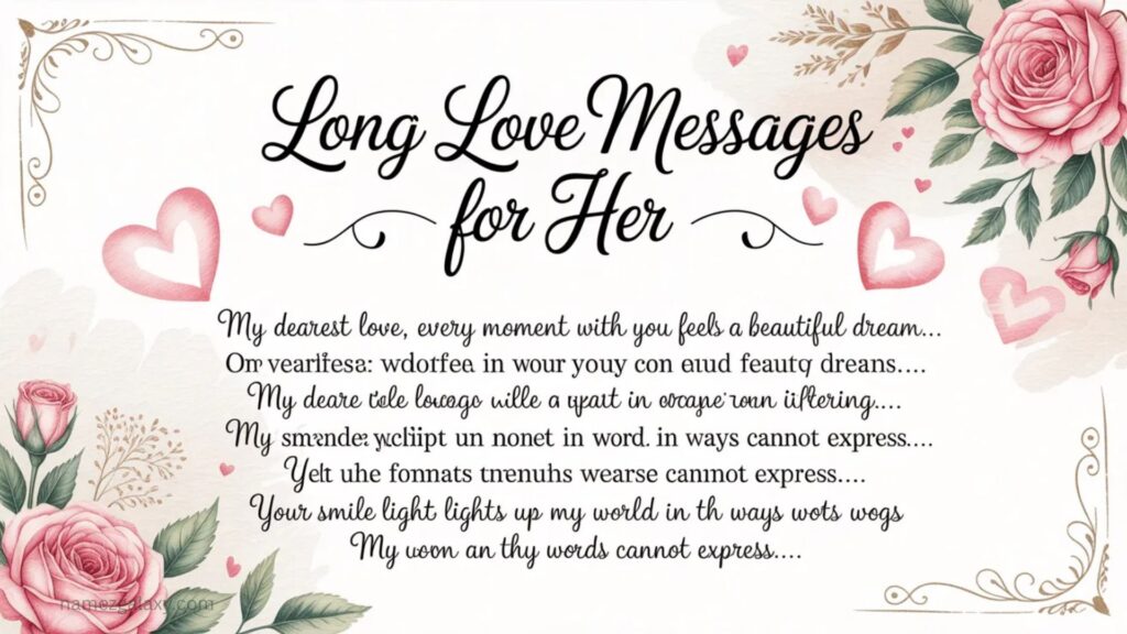 LONG LOVE MESSAGES FOR HER (Heartfelt Paragraphs)