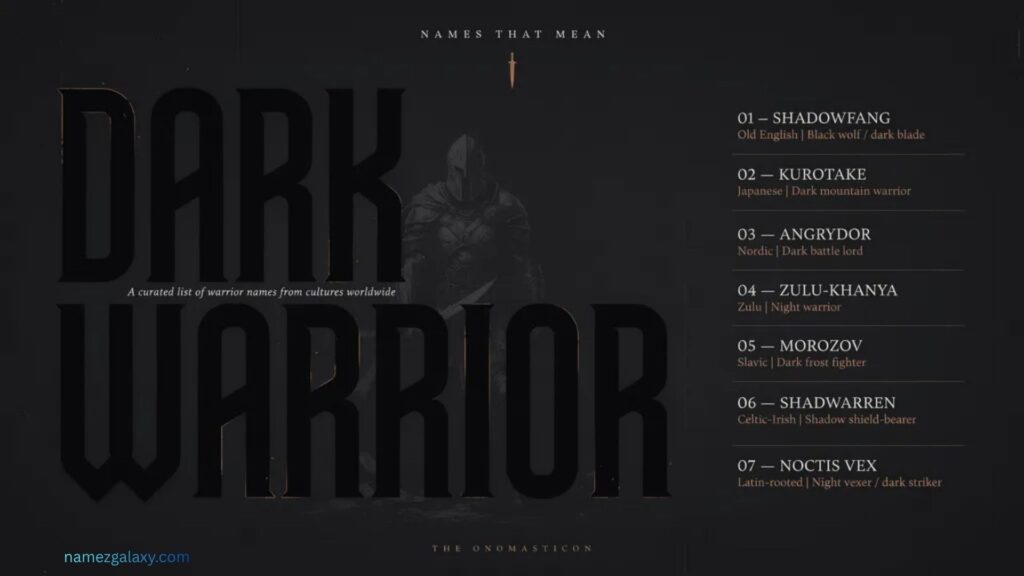 Names Meaning Dark Warrior